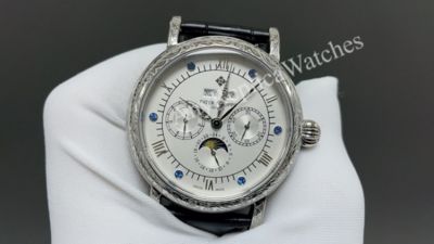 Patek Philippe Grand Complications CH 29-535  Automatic Movement Black  Leather Strap White 42mm Watch